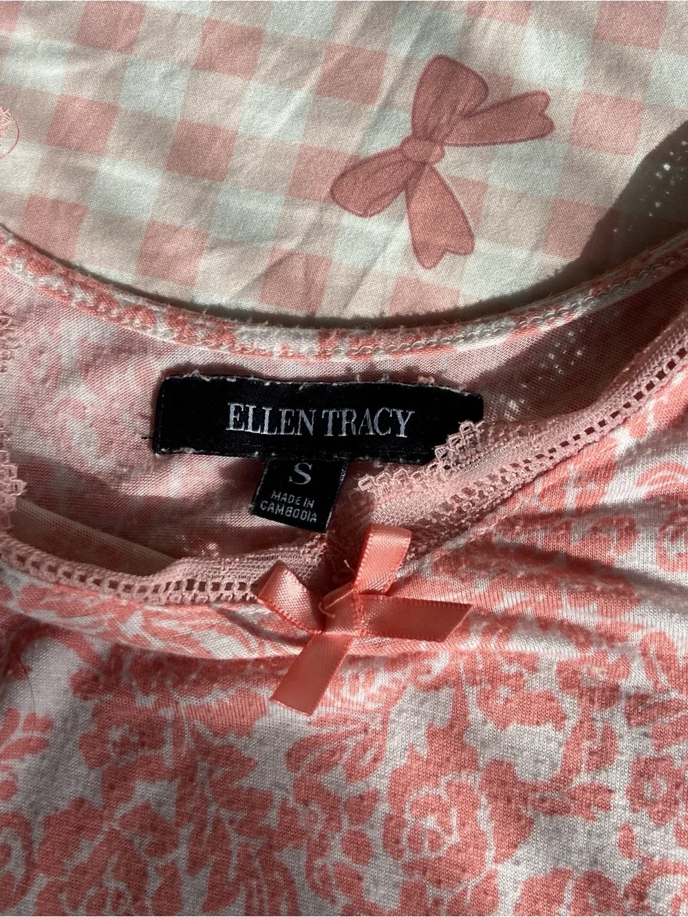 Ellen Tracy Coral Pink Floral Lace-Trim Mini Dress - Picture 3 of 3